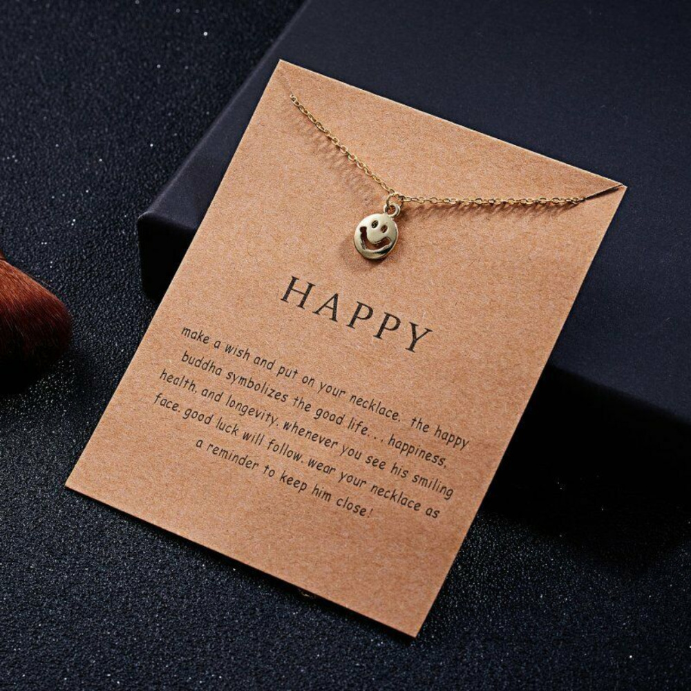 SWEET Goldtone Smile Pendant Chain Necklace